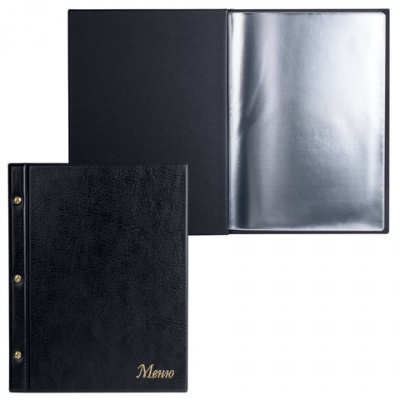 Папка "Меню" на трех винтах, с 10 файлами, 220х320 мм, черная, "ДПС", 2273.М-107 Папка "Меню" на трех винтах, с 10 файлами, 220х320 мм, черная, "ДПС", 2273.М-107