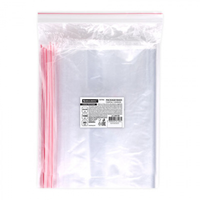Пакеты ZIP LOCK "зиплок" ОЧЕНЬ ПРОЧНЫЕ, комплект 100 шт., 250х350 мм, ПВД 80 мкм, BRAUBERG EXTRA, 608180 Пакеты ZIP LOCK "зиплок" ОЧЕНЬ ПРОЧНЫЕ, комплект 100 шт., 250х350 мм, ПВД 80 мкм, BRAUBERG EXTRA, 608180