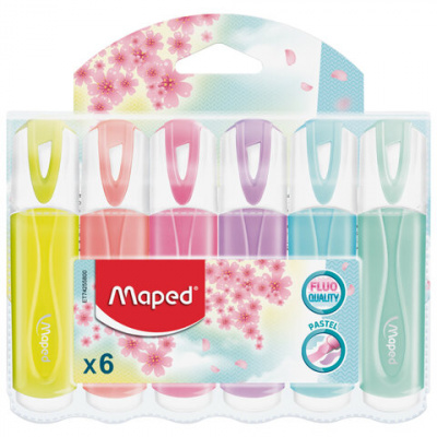 Набор текстовыделителей MAPED 6 шт., АССОРТИ, "FLUO PEP'S Pastel", линия 1-5 мм, 742558 Набор текстовыделителей MAPED 6 шт., АССОРТИ, "FLUO PEP'S Pastel", линия 1-5 мм, 742558