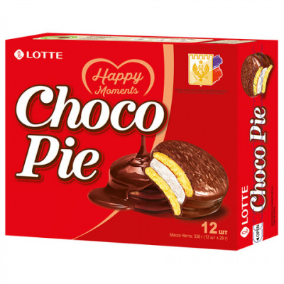 Печенье LOTTE "Choco Pie" ("Чоко Пай"), прослоенное, глазированное, в картонной упаковке, 336 г (12 штук х 28 г) Печенье LOTTE "Choco Pie" ("Чоко Пай"), прослоенное, глазированное, в картонной упаковке, 336 г (12 штук х 28 г)
