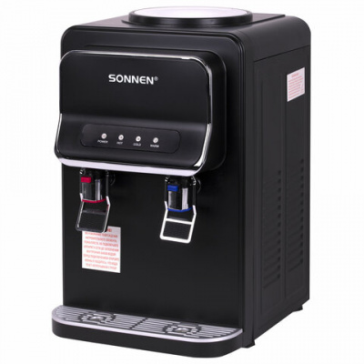 Кулер для воды SONNEN TSE-02WB, настольный, НАГРЕВ/ОХЛАЖДЕНИЕ ЭЛЕКТРОННОЕ, 2 крана, черный, 456174 Кулер для воды SONNEN TSE-02WB, настольный, НАГРЕВ/ОХЛАЖДЕНИЕ ЭЛЕКТРОННОЕ, 2 крана, черный, 456174