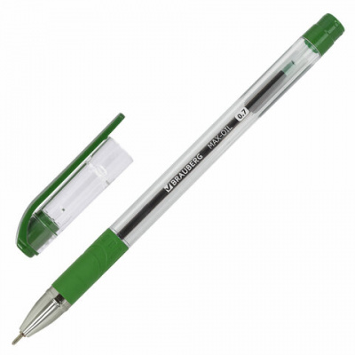 Ручка шариковая масляная с грипом BRAUBERG "Max-Oil", ЗЕЛЕНАЯ, игольчатый узел 0,7 мм, линия письма 0,35 мм, 142144 Ручка шариковая масляная с грипом BRAUBERG "Max-Oil", ЗЕЛЕНАЯ, игольчатый узел 0,7 мм, линия письма 0,35 мм, 142144