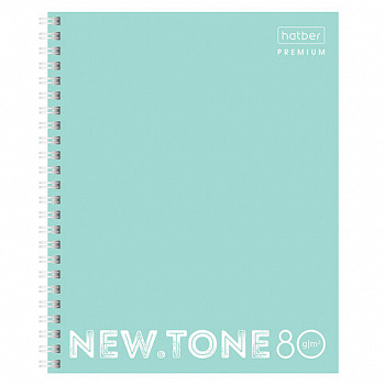 Тетрадь А5 80 л. HATBER Premium гребень, клетка, глянцевая ламинация, "NEWtone PASTEL Мята", 80Т5лA1гр_05039