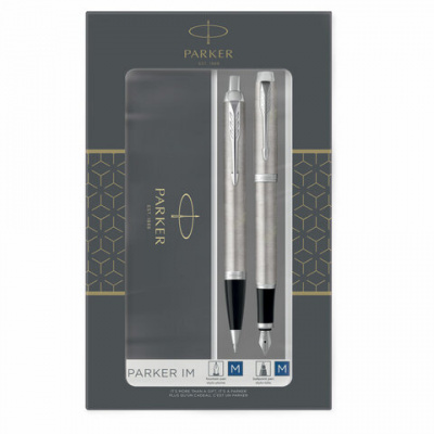 Набор PARKER "IM Stainless Steel CT": шариковая ручка синяя и перьевая ручка синяя, 2183058 Набор PARKER "IM Stainless Steel CT": шариковая ручка синяя и перьевая ручка синяя, 2183058
