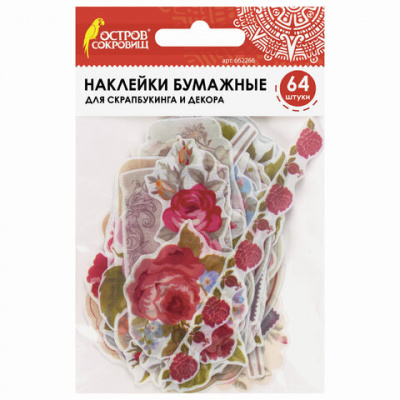 Наклейки для скрапбукинга РОЗЫ из washi-бумаги, 64 штуки, 32 дизайна, ОСТРОВ СОКРОВИЩ, 662266 Наклейки для скрапбукинга РОЗЫ из washi-бумаги, 64 штуки, 32 дизайна, ОСТРОВ СОКРОВИЩ, 662266