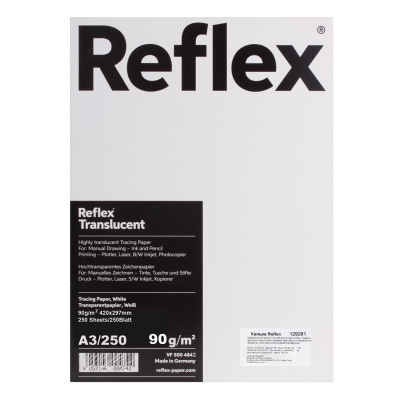 Калька REFLEX А3, 90 г/м, 250 листов, Германия, белая, R17310 Калька REFLEX А3, 90 г/м, 250 листов, Германия, белая, R17310