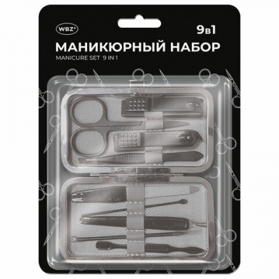 Универсальный набор для маникюра и педикюра 9 в 1 в футляре, MINI, красный, блистер, WBZ (ВБЗ), 609497 Универсальный набор для маникюра и педикюра 9 в 1 в футляре, MINI, красный, блистер, WBZ (ВБЗ), 609497