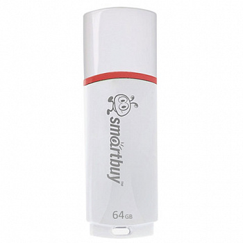 Флеш-диск 64 GB, SMARTBUY Crown, USB 2.0, белый, SB64GBCRW-W