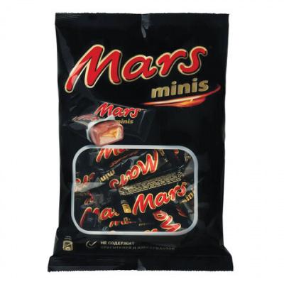 Батончики шоколадные мини MARS "Minis" с нугой и карамелью в молочном шоколаде, 182 г, 2261 Батончики шоколадные мини MARS "Minis" с нугой и карамелью в молочном шоколаде, 182 г, 2261