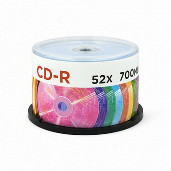 Диск CD-R MIREX Random Color, 700 Мб, 48x, Cake Box (упаковка на шпиле), КОМПЛЕКТ 50 шт., цветные, UL120009A8B
