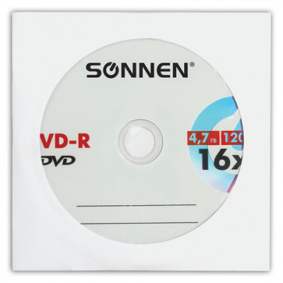 Диск DVD-R SONNEN, 4,7 Gb, 16x, бумажный конверт (1 штука), 512576 Диск DVD-R SONNEN, 4,7 Gb, 16x, бумажный конверт (1 штука), 512576