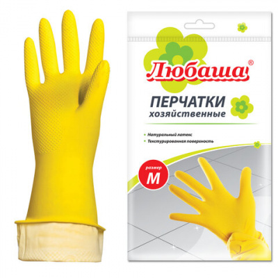 Перчатки МНОГОРАЗОВЫЕ латексные ЛЮБАША "ЭКОНОМ", хлопчатобумажное напыление, размер 7-8, M (средний), желтые, вес 30 г, 603784 Перчатки МНОГОРАЗОВЫЕ латексные ЛЮБАША "ЭКОНОМ", хлопчатобумажное напыление, размер 7-8, M (средний), желтые, вес 30 г, 603784