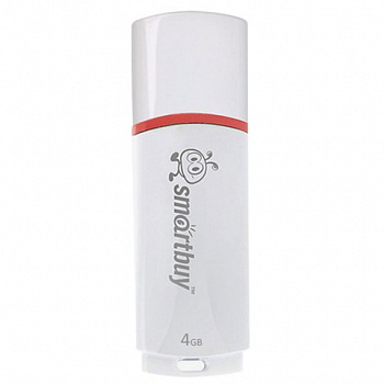 Флеш-диск 4 GB, SMARTBUY Crown, USB 2.0, белый, SB4GBCRW-W