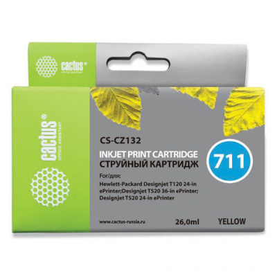 Картридж струйный CACTUS (CS-CZ132) для плоттеров HP DesignJet T120/T520, желтый Картридж струйный CACTUS (CS-CZ132) для плоттеров HP DesignJet T120/T520, желтый