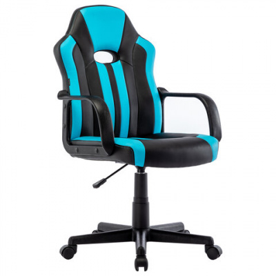 Кресло компьютерное BRABIX "Stripe GM-202", экокожа, черное/голубое, 532509 Кресло компьютерное BRABIX "Stripe GM-202", экокожа, черное/голубое, 532509