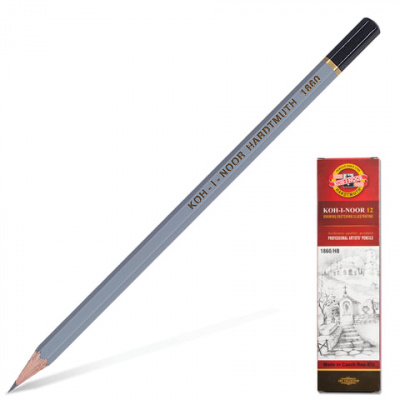 Карандаш чернографитный KOH-I-NOOR 1860, 1 шт., HB, корпус серый, 18600HB00104 Карандаш чернографитный KOH-I-NOOR 1860, 1 шт., HB, корпус серый, 18600HB00104
