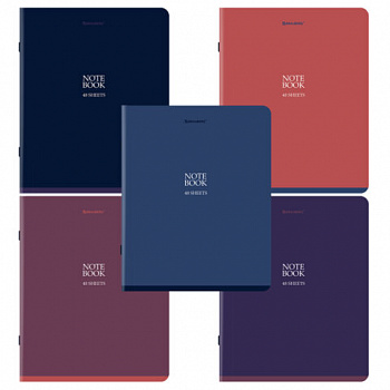 Тетрадь А5, 48 л., BRAUBERG, скоба, клетка, SoftTouch, "NoteBookMono", (микс в спайке), 405325