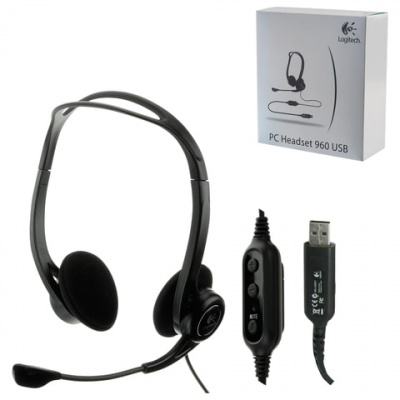 Наушники с микрофоном (гарнитура) LOGITECH PC 960, проводная, компьютерная, 2,4 м, стерео, USB, черная Наушники с микрофоном (гарнитура) LOGITECH PC 960, проводная, компьютерная, 2,4 м, стерео, USB, черная