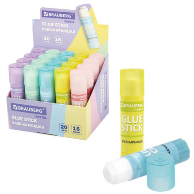 Клей-карандаш в пастельном корпусе BRAUBERG PASTEL, 15 г, PVP-основа, ассорти, 271249 Клей-карандаш в пастельном корпусе BRAUBERG PASTEL, 15 г, PVP-основа, ассорти, 271249