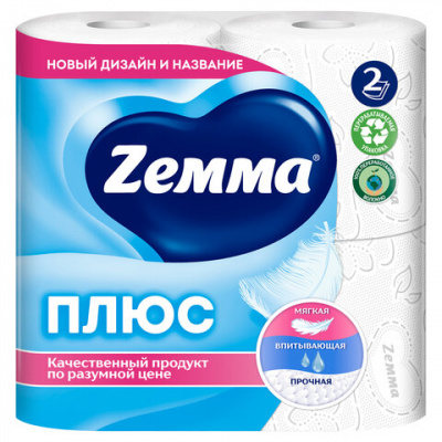 Бумага туалетная ZEMMA/ZEWA Plus, 2-слойная, спайка 4 шт. х 23 м, белая, 1440511 Бумага туалетная ZEMMA/ZEWA Plus, 2-слойная, спайка 4 шт. х 23 м, белая, 1440511
