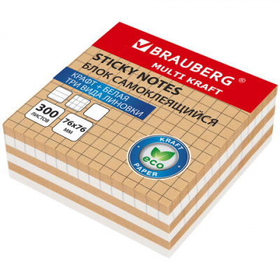 Блок самоклеящийся крафтовый (стикеры) BRAUBERG, MULTI KRAFT 76х76 мм, 300 листов, 115209 Блок самоклеящийся крафтовый (стикеры) BRAUBERG, MULTI KRAFT 76х76 мм, 300 листов, 115209