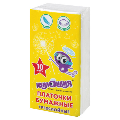 Платки носовые (1 штука) ЮНЛАНДИЯ, 3-х слойные, 20х20 см, 129898 Платки носовые (1 штука) ЮНЛАНДИЯ, 3-х слойные, 20х20 см, 129898