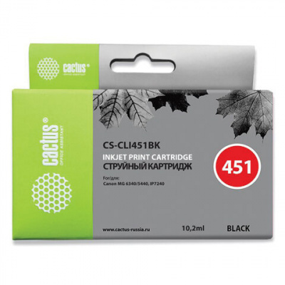 Картридж струйный CACTUS (CS-CLI451BK) для CANON Pixma iP7240, черный Картридж струйный CACTUS (CS-CLI451BK) для CANON Pixma iP7240, черный