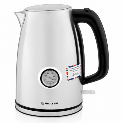 Чайник с термометром BRAYER BR1022, 1,8 л, 2200 Вт, закрытый нагревательный элемент, сталь Чайник с термометром BRAYER BR1022, 1,8 л, 2200 Вт, закрытый нагревательный элемент, сталь