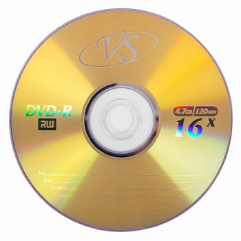 Диск DVD+R (плюс) VS, 4,7 Гб, 16х, бумажный конверт, КОМПЛЕКТ 5 шт., VSDVDPRK501