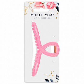 Краб для волос 11 см, глянцевый, розовый, MONTE VITA (МОНТЕ ВИТА), 457007