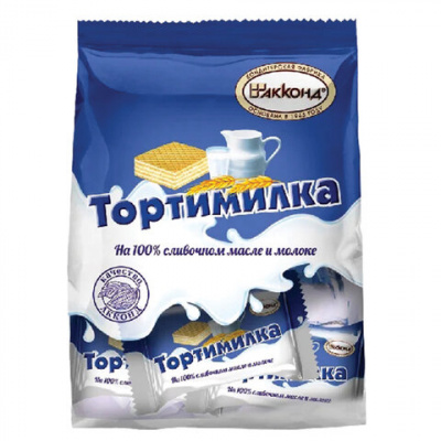 Вафли АККОНД "Тортимилка" со сливочной сбивной начинкой, 250 г Вафли АККОНД "Тортимилка" со сливочной сбивной начинкой, 250 г