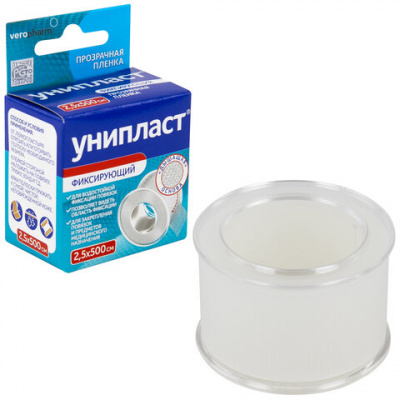 Лейкопластырь рулонный, 2,5х500 см, УНИПЛАСТ, пленочная основа, катушка в картонной коробке, 20024378 Лейкопластырь рулонный, 2,5х500 см, УНИПЛАСТ, пленочная основа, катушка в картонной коробке, 20024378