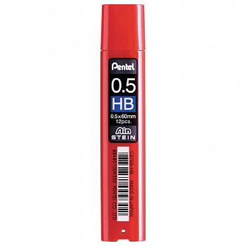 Грифели запасные 0,5 мм, HB, PENTEL (Япония), КОМПЛЕКТ 12 штук, "Ain Stein", C275S-HB