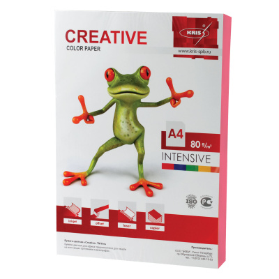 Бумага цветная CREATIVE color, А4, 80 г/м2, 100 л., интенсив, розовая, БИpr-100р Бумага цветная CREATIVE color, А4, 80 г/м2, 100 л., интенсив, розовая, БИpr-100р