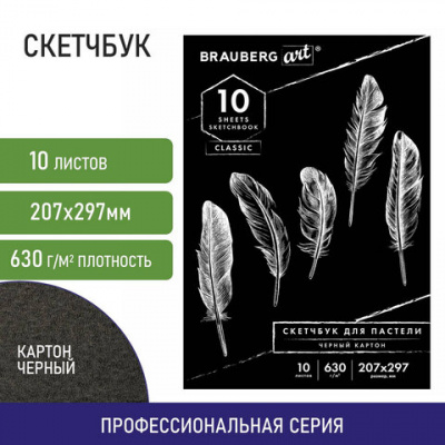 Альбом для пастели, картон ЧЕРНЫЙ тонированный 630 г/м2, 207x297 мм, 10 л., BRAUBERG ART CLASSIC, 105918 Альбом для пастели, картон ЧЕРНЫЙ тонированный 630 г/м2, 207x297 мм, 10 л., BRAUBERG ART CLASSIC, 105918