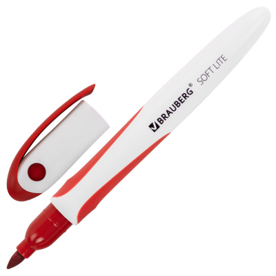 Маркер стираемый для белой доски КРАСНЫЙ, BRAUBERG "SOFT LITE", 3 мм, резиновая вставка, 152104 Маркер стираемый для белой доски КРАСНЫЙ, BRAUBERG "SOFT LITE", 3 мм, резиновая вставка, 152104