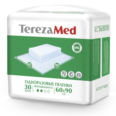 Пеленки 60х90 см, TEREZAMED Normal, КОМПЛЕКТ 30 шт., впитывающие, одноразовые, 50303 Пеленки 60х90 см, TEREZAMED Normal, КОМПЛЕКТ 30 шт., впитывающие, одноразовые, 50303