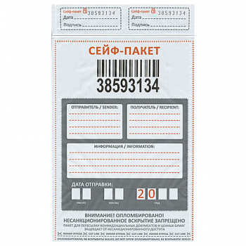 Сейф-пакеты полиэтиленовые (162х235+30 мм), до 100 листов формата А5, КОМПЛЕКТ 100 шт., индивидуальный номер