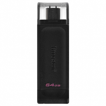 Флеш-диск 64 GB KINGSTON DataTraveler 70, разъем Type-C 3.2, черный, DT70/64GB