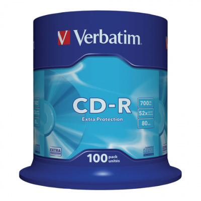Диск CD-R VERBATIM 700 Mb 52х Cake Box (упаковка на шпиле), КОМПЛЕКТ 100 шт., 43411 Диск CD-R VERBATIM 700 Mb 52х Cake Box (упаковка на шпиле), КОМПЛЕКТ 100 шт., 43411