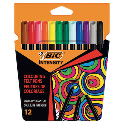 Фломастеры BIC "Intensity", 12 ЦВЕТОВ, вентилируемый колпачок, европодвес, 978004 Фломастеры BIC "Intensity", 12 ЦВЕТОВ, вентилируемый колпачок, европодвес, 978004