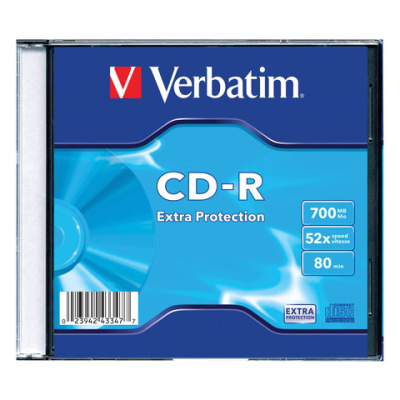 Диск CD-R VERBATIM, 700 Mb, 52х, Slim Case (1 штука) Диск CD-R VERBATIM, 700 Mb, 52х, Slim Case (1 штука)