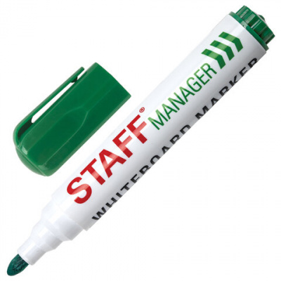 Маркер стираемый для белой доски ЗЕЛЕНЫЙ, STAFF "Manager" WBM-491, 5 мм, с клипом, 151494 Маркер стираемый для белой доски ЗЕЛЕНЫЙ, STAFF "Manager" WBM-491, 5 мм, с клипом, 151494
