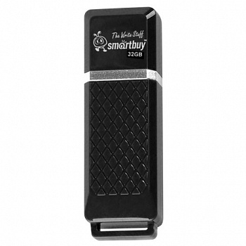 Флеш-диск 32 GB, SMARTBUY Quartz, USB 2.0, черный, SB32GBQZ-K