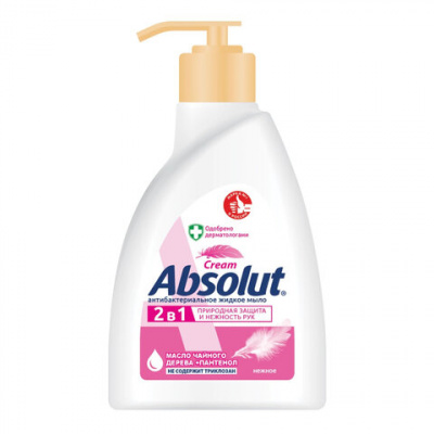 Мыло жидкое антибактериальное 250 мл ABSOLUT (Абсолют) "Нежное", дозатор, не содержит триклозан, 5061, 5007, 5061 Мыло жидкое антибактериальное 250 мл ABSOLUT (Абсолют) "Нежное", дозатор, не содержит триклозан, 5061, 5007, 5061