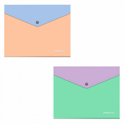 Папка-конверт с кнопкой ERICH KRAUSE "Matt Pastel Bloom", А5+, до 120 л., с карманом, ассорти, 0,18 мм, 61150 Папка-конверт с кнопкой ERICH KRAUSE "Matt Pastel Bloom", А5+, до 120 л., с карманом, ассорти, 0,18 мм, 61150
