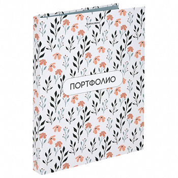 Папка-портфолио универсальная, 4 кольца, 20 файлов, 7БЦ матовая, BRAUBERG "Flowers", 117556