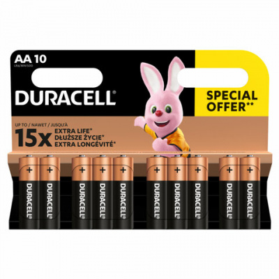 Батарейки КОМПЛЕКТ 10 шт., DURACELL Basic ОРИГИНАЛ, AA (LR6, 15А), алкалиновые, пальчиковые Батарейки КОМПЛЕКТ 10 шт., DURACELL Basic ОРИГИНАЛ, AA (LR6, 15А), алкалиновые, пальчиковые