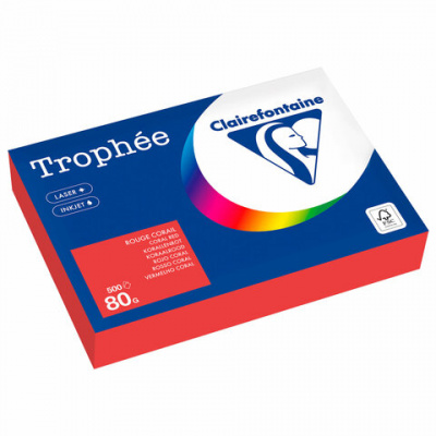 Бумага цветная CLAIREFONTAINE, А4, 80 г/м2, 500 л., интенсив, кораллово-красный, Франция, 8175PC Бумага цветная CLAIREFONTAINE, А4, 80 г/м2, 500 л., интенсив, кораллово-красный, Франция, 8175PC