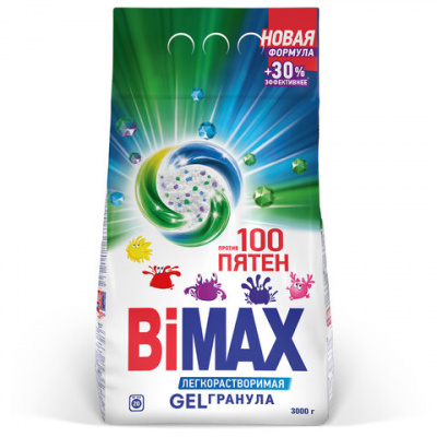 Стиральный порошок-автомат 3 кг, BIMAX "100 пятен" (Нэфис Косметикс), 502-1 Стиральный порошок-автомат 3 кг, BIMAX "100 пятен" (Нэфис Косметикс), 502-1